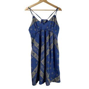Converse One Star Women's Babydoll Paisley Floral Strappy Mini Dress Blue Size L